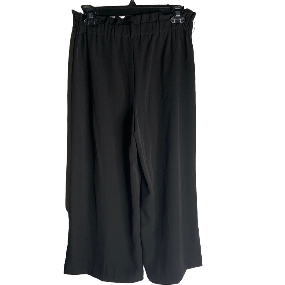 Nine Eight New York Black Belted Paper Bag Waist High Rise Kick Flare Ankle Pant